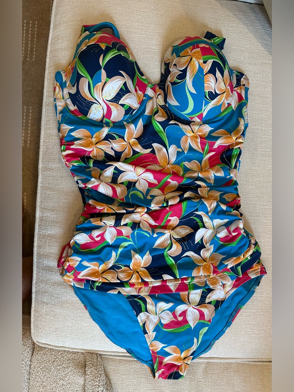 Bare Necessities Floral Navy & Teal & Hot Pink 2 Piece Tankini Swimsuit